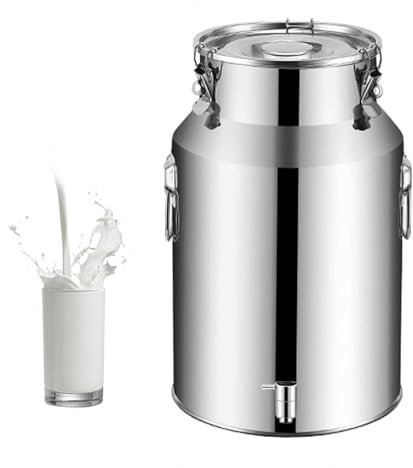 Bidon Alimentaire 10l avec Robinet,Bidon a Lait INOX Bidon Hermétique-Seau De Cuisine avec Couvercle-Seau De Rangement pour Le Riz, La Farine, Les Céréales,Capacity-42L