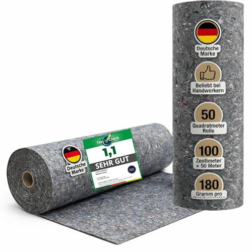 STAHLMANN® Malervlies [2 x 50 m²] 180 g/m² Abdeckvlies 50 m x 1 m | Malervlies 50 m x 1 m | 180 g/m² | Abdeckvlies | Malerflies | saugstark & reißfest | Boden, Möbel, Treppen