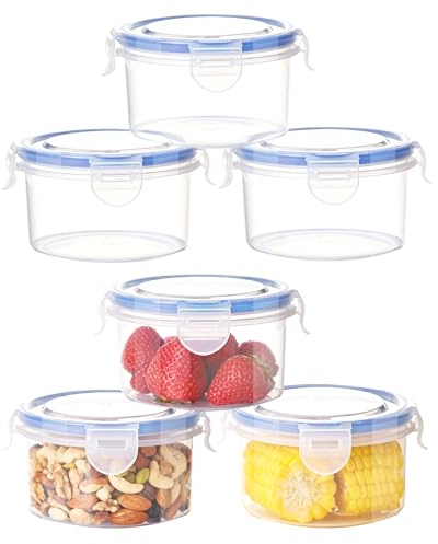 6 Stück 300ML Frischhaltedosen Rund, Luftdicht Frischhaltedose, Plastikschüssel Auslaufsicher, Meal Prep Boxen, Dose Plastik Vorratsdosen, Behälter Gefrierboxen, Aufbewahrungsbox Küche