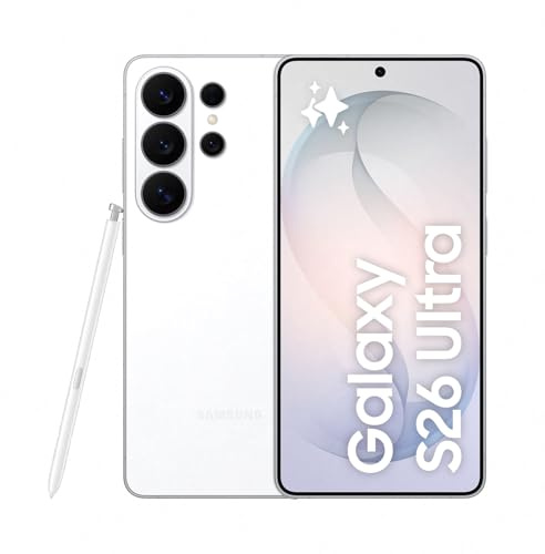 Samsung Galaxy S26 Ultra AI Phone, Privacy Display, Snapdragon AP, 200MP Camera, 12 GB Memory, 256 GB Storage, 5000 mAh Battery, Galaxy AI, White, 3 Year Extended Warranty (UK Version)