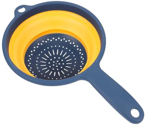 iplusmile Cestello Scolapasta Pieghevole da Cucina in Plastica Resistente Manico Colino per Lavaggio Frutta e Verdura Design Fori Drenanti Rapido Salvaspazio per Uso Domestico