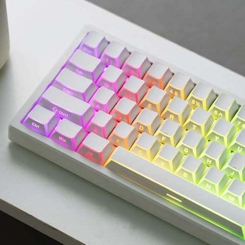 Womier PBT Shine Through Keycaps Manga White Keycaps | OEM Profile Side Printed Custom Key caps 60 65 75 100 Percent Keyboard Caps Set Suitable for MX Switches Mechanical Keyboard