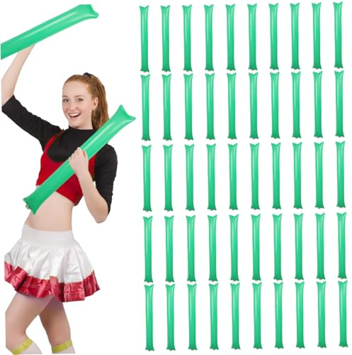 AZIDWERYQ 50 Bastoncini da Tuono 23, 62x3, 94 Pollici Portatili, Leggeri, gonfiabili, rumorosi, per Eventi Sportivi, Basket, Calcio, Feste da Ballo, Rumore Verde