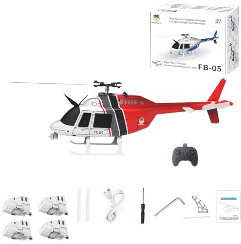RCXTechPro FB-05 2,4G RC Hubschrauber Mit Optical Flow Positionierung, Höhenhaltung, LED Navigationslicht Und Schwebefunktion Ferngesteuertes Flugzeug Helicopter Für Anfänger -Rot/4 Batterie