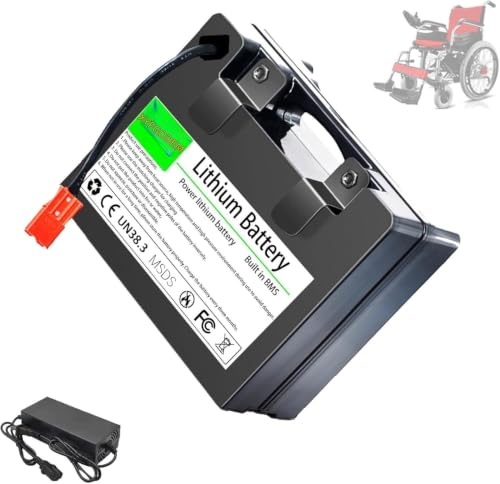 Batería de Litio para Silla Ruedas eléctrica 24 V, 12 Ah, 18, y 30, Plegable, con Cargador para Motor 0 a 750 W.,24v 12ah