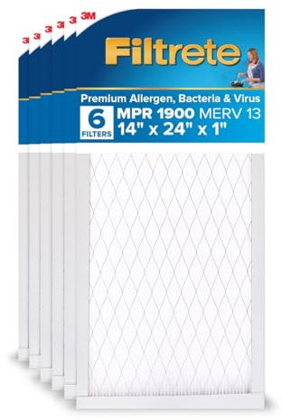 Filtrete 14x24x1, AC Furnace Air Filter, MPR 1900, Healthy Living Ultimate Allergen, 6-Pack (Exact Dimensions 13.81 x 23.81 x 0.78)
