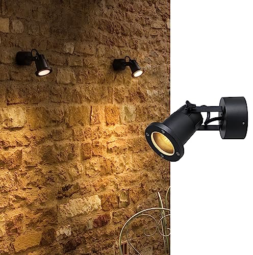 SLV Applique en saillie NAUTILUS WL QPAR51/Éclairage pour murs; allées; entrées; spot LED d'extérieur; lampe en saillie d'extérieur; lampe de jardin/GU10 IP54 11W noir