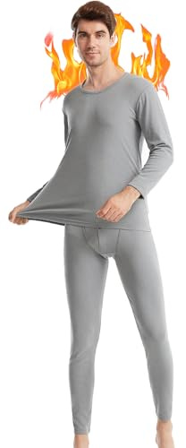 Ensemble de sous-vêtements Thermiques pour Homme - sous-vêtements Thermiques Longs pour Homme - Couche de Base Haut et Bas Ultra Doux - Cadeaux pour Hommes avec boîte, Gris, XX-Large