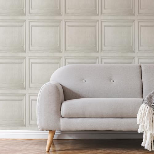 Fresco Neutral Wood Panelling Wallpaper | Neutral Panelled Wallcovering | Eco-Friendly Wallpaper