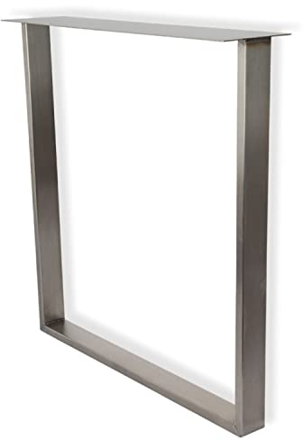 Queence Tischgestell-Stahl U | Edelstahl | Tischbeine | Tischbeine| Tischkufen | Esstisch | Untergestell | Rahmengestell, Höhe: 720 mm/Tiefe: 600 mm