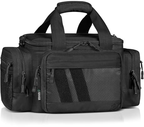 Savior Equipment Specialist Series Tactical Triple Pistol Shooting Range Hunting Duffle Bag Gun Carrying Case, Rigid Compartment Frame, Lockable Zippers (Obsidian Black, 18 x 9 x 12 Range Bag)