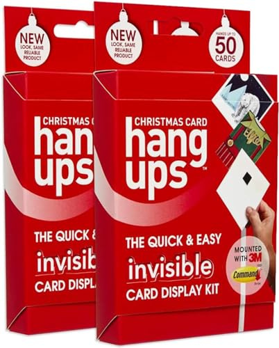 Hang Ups 2x Christmas Cards Display Kit Greeting Card Holder with Non Marking Wall-Mounted 3M Command Strips Christmas Decorations Hanging Christmas Decorations Card