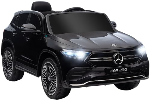 HOMCOM Elbil för barn 12 V Mercedes-Benz EQA elfordon med fjärrkontroll, barnbil med MP3-spelare, strålkastare, bärbart batteri, 3–8 km/h, för 3–8 år barn, svart