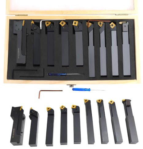 9 Stk Drehmeißel Set 20x20mm Drehstahl Klemmhalter Bohrstange Wendeschneidplatte Multifunktionswerkzeug Drehwerkzeug Schutzhaube Für Hand Heimwerker