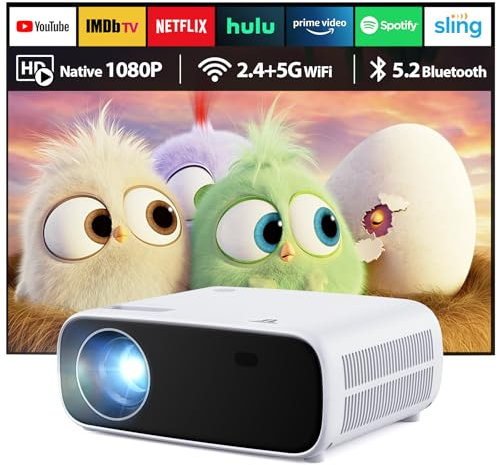 Proiettore ad alte prestazioni, con WiFi e Bluetooth senza ritardo, 20000 lumen, supporto 4K, risoluzione Full HD 1080P, versione ad alta luminosità