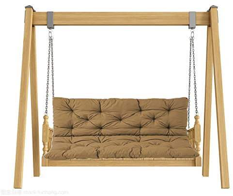 Outdoor-Bankkissen, 2- oder 3-Sitzer, Gartenschaukel-Sitzkissen mit Rückenlehne, Ersatzkissen für Veranda, Terrasse, Möbel, Loveseats, Holzbankauflagen, Khaki, 120 x 100 x 8 cm