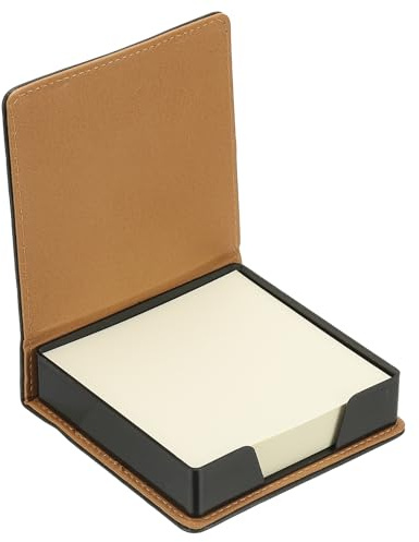 PATIKIL 140 Sheets Leather Sticky Notes Holder, 10inch Post Notes Holder Storage Box Desktop Mini Case Business Card Holder Memo Pad Organizer for Desk Home Office Books Notebook, Black