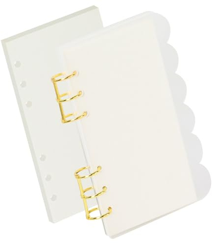 Koqye A6 Clear Acrylic 6-Ring Petals Binder Notebook Cover with Gold Round Rings, Includes 1 Pack Blank Refills for Personal Planner (Clear)