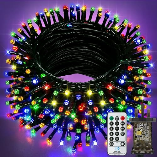 22m 220 LED Christmas Fairy Lights Plug in, 8 Modes Waterproof String Light Mains Powered with Remote/Timer, Outdoor/Indoor Lights for Tree Garden Party Decorations（Multi-Coloured）