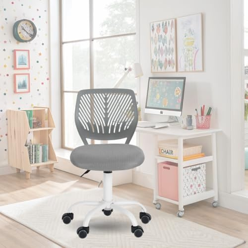 FurnitureR Sedia da ufficio colourate, seduta ergonomica girevole in altezza regolabile per computer, ruote a 5 raggi, sedie e sgabelli per la casa, sedile di lavoro, Candy Grigio