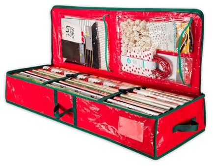 Wintem – Contenitore per Addobbi Natalizi in Tessuto Oxford con Zip Robusta e Manici Rinforzati, Perfetto per Conservare Decorazioni Natalizie e Luci, Design Salvaspazio e Facile da Riporre