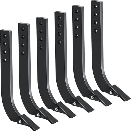 18 Inch Scarifier Shank for Box Blade, 6PCS Box Scraper Shank Assembly with 4 Holes, Removable Tapered Teeth and Pins, Adjustable Replacement Part for Digging and Plowing