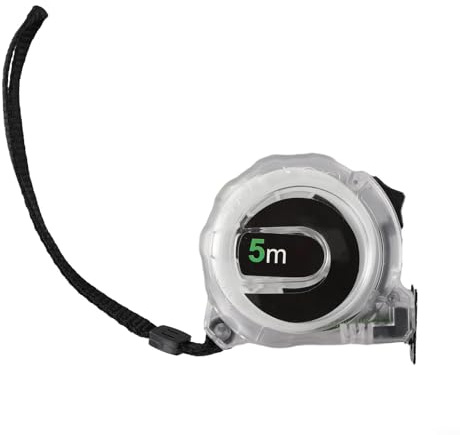 Mètre ruban lumineux en acier avec échelle double face phosphorescente, corde en nylon renforcé et mécanisme autobloquant pour une prise de mesure fiable (5 m x 19 mm)
