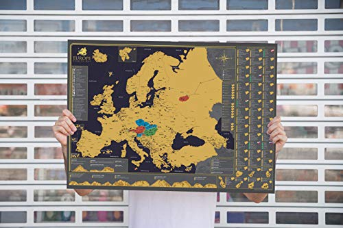 Rubbelkarte von Europa Wandposter - Wunderschöner Luxus Große Landkarte zum Rubbeln - Perfektes Reisegeschenk - Made in Europe - 84.1cm x 59.4cm