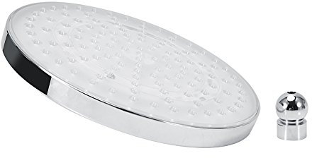 Soffione doccia rotondo, 20 cm di diametro, in acciaio inox, per bagno, con lampada LED RGB e sensore di temperatura, getto a pioggia, con cambio di colore