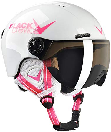 Black Crevice barn visirhjälm Leogang vit Shiny/rosa, 48–52 cm..