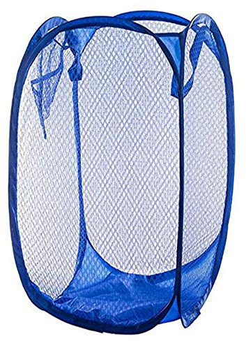 DurReus Larger Space Saving Laundry Basket Portable Hanging Clothes Hampers with Pocket for Organization Storage Laundry Dolls Balls Blue