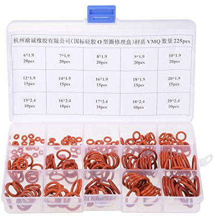 Sourcing Map O-Ring-Sortiment, metrisches Dichtungsring-Set für Sanitär und Automobil-Reparatur, Red Silicone O-Rings Kit, rot, 225