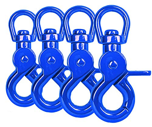 Ganzoo Scherenkarabiner-Haken mit Drehgelenk, Schnappkarabiner Triggerhead für Hundeleine und Hundehalsband, Wirbelkarabiner aus legiertem Stahl, Blau, 60 mm, 10 mm Öse, 4 Stück