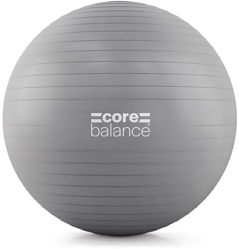 Core Balance Anti Burst Gym Ball, 45-85cm With Hand Pump (65cm, Grey)
