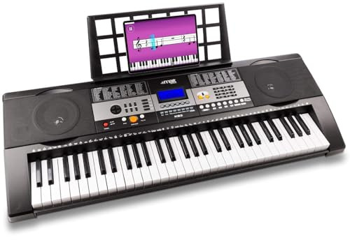 MAX KB3 - Teclado piano electrónico de 61 teclas con altavoces, 200 tonos, 200 ritmos, canciones demo, grabación, percusión integrada, ideal para principiantes, niños y aprendizaje musical en casa