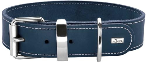 HUNTER Aalborg Special Hundehalsband | Softvollrindleder, für Hundesport geeignet, mit Ziernähten, Made in Germany, Farbe: Dunkelbraun, Größe: 70