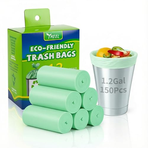 Small Trash Bags 1.2 Gallon: YHEEL Bathroom Trash Bags Unscented Small Garbage Bags Strong Leak-Proof Trash Liners for Office Bedroom - 150 Counts