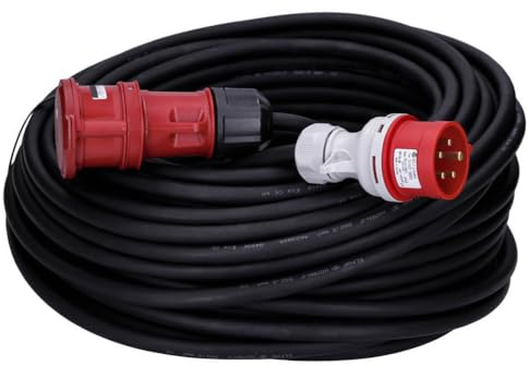 Voxura CEE-Kabel Verlängerungskabel Starkstromkabel 5-polig 400V H07RN-F 5G 2,5 16/5 16A IP44 Phasenwender Starkstrom 50m