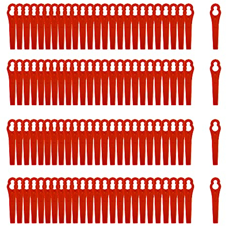 100pcs Lames en Plastique Coupe,Lames en Plastique de Rechange,Lames de Tondeuse en Plastique,Coupe-bordure en Plastique,Pelouse Tondeuse Accessoires pour Jardin (rouge)