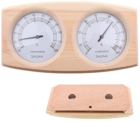 N-X - Termoigrometro per sauna, 2 in 1, termometro igrometro in legno di alta qualità, resistente al calore, 20,25 x 15,2 x 1,2 cm
