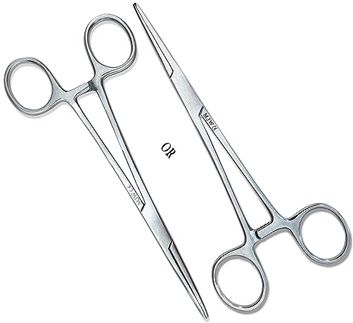 MJW Professional Curved Hemostat Fishing Forceps of Stainless Steel Used as Jewelry, Fly Fishing Forceps and Unhooking Fish Pliers – Pet, Dog Ear Hair Grooming Tweezers