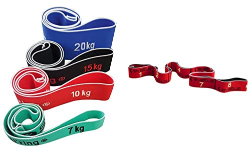 Sveltus Elasti'ring Set de 4 (Sachet) Elastiques Mixte Adulte, Mutlicolore & Elastiband 10kg Rouge