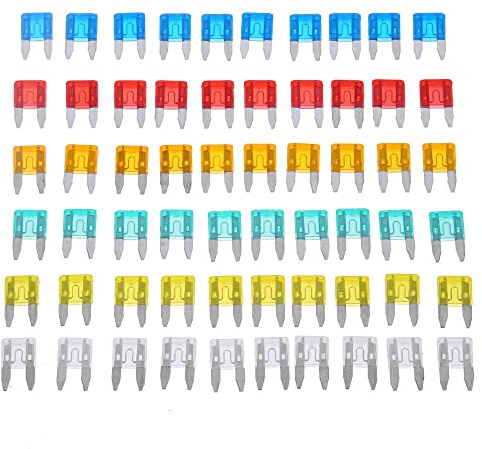 MASO Fusibili per auto, 60 fusibili colorati per auto, 5A/10A/15A/20A/25A/30A, mini fusibili per auto