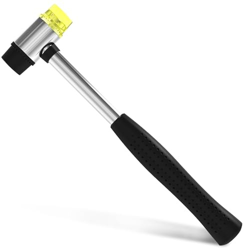 Small Double Faced Hammer for DIY and Crafters - 25mm Non Marring Rubber Mallet Hammer, Stainless Steel Ergonomic Handle, Durable and Long-Lasting, Good for Flooring, Tiling and Woodworking