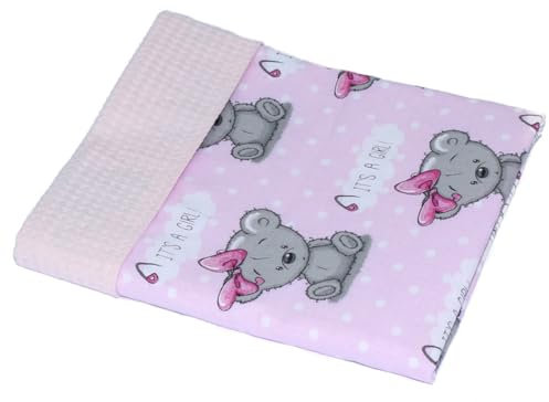 Primawela Babydecke Babydecke Waffelpiqué Baumwolle Kuscheldecke Kinderwagendecke - Girl Boy (Girl Rosa + Lachs)