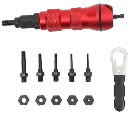 LANNADD Profi Nietaufsatz, Nietmutternaufsatz Elektrisches Nietwerkzeug Blindnieten Niet Vorsatz, Nietmuttern Pistole Adapter Kit Geeignet für Einnietmuttern Aus Aluminium Stahl und Edelstahl