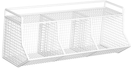 Folpus Hängekorb 3 Gitter, Obst Aufbewahrungskörbe, hängende Obstkörbe, selbstklebend, hängende Lagerung Organisator, Metallgitter Körbe abnehmbar für Küche Bad Schränke, 3 Gitter-Weiß