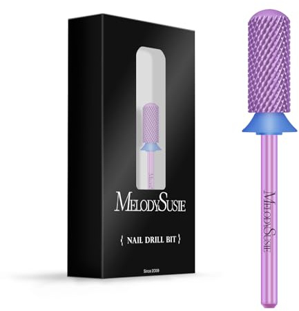 MelodySusie Safety Nail Drill Bits, 3/32'' Smooth Round Top Small Barrel Carbide Bits, Fast Remove Acrylic or Hard Gel for Manicure Pedicure Salon Professional or Beginner (Medium-M)