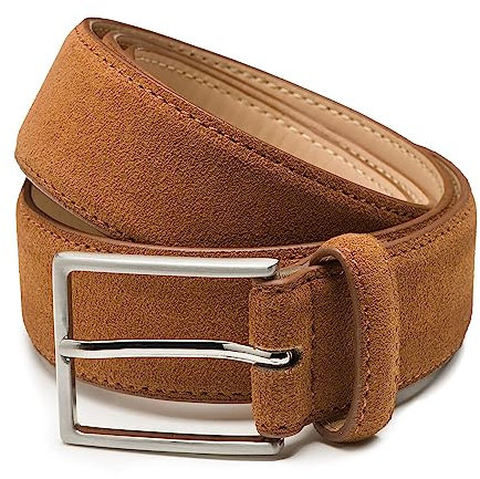 Riemen & Co Herrengürtel Steve - Wildleder - Cognac - Breite: 3,5 cm - 95 cm