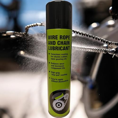 WIRE ROPE AND CHAIN LUBE SPRAY 400ML X 1 CAN, HIGH GRIP SPRAY FOR CHAINS CABLES AND OPEN GEARING